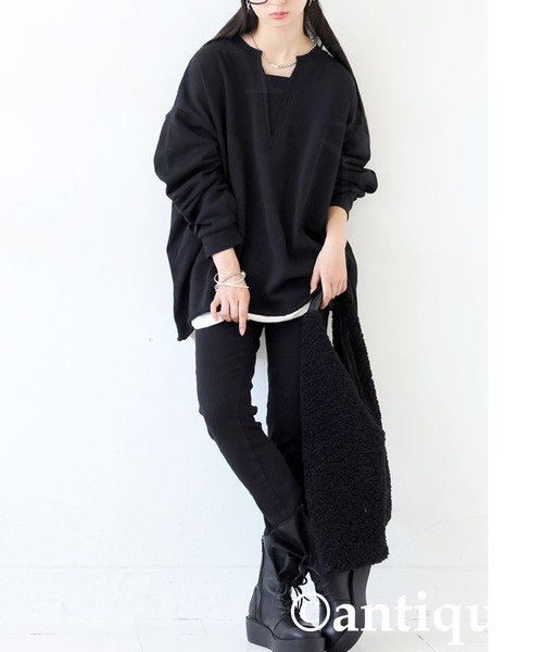 antiqua(アンティカ)の「綿100 裏毛 トップス(その他トップス・レディース・杢グレー/グレイッシュベージュ/ブラック/アイボリー・ONESIZE)」の14枚目の写真