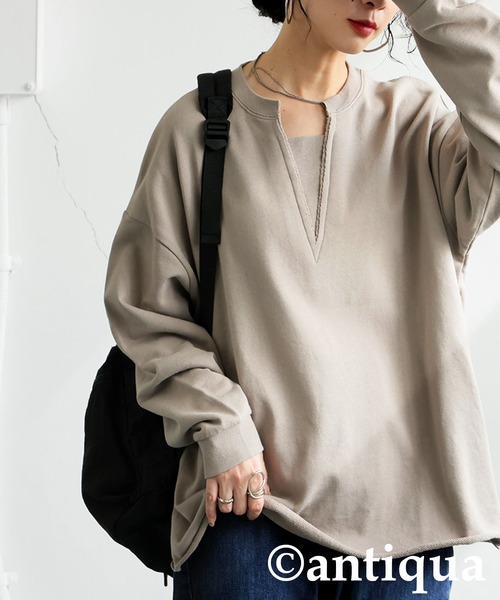 antiqua(アンティカ)の「綿100 裏毛 トップス(その他トップス・レディース・杢グレー/グレイッシュベージュ/ブラック/アイボリー・ONESIZE)」の22枚目の写真