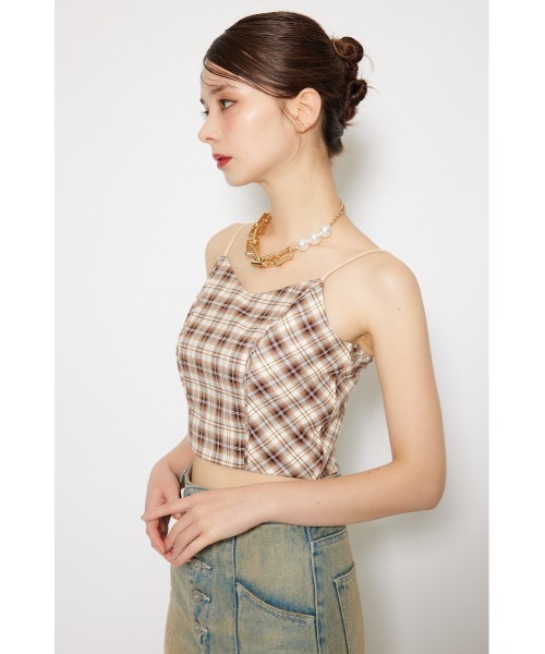 rienda（リエンダ）の「チェックビスチェ 秋服（キャミソール・レディース・ブラック/ベージュ・FREE）」の5枚目の写真