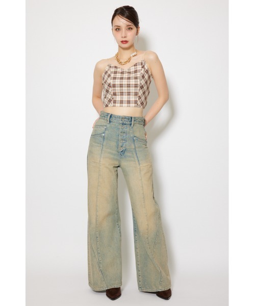 rienda（リエンダ）の「チェックビスチェ 秋服（キャミソール・レディース・ブラック/ベージュ・FREE）」の6枚目の写真