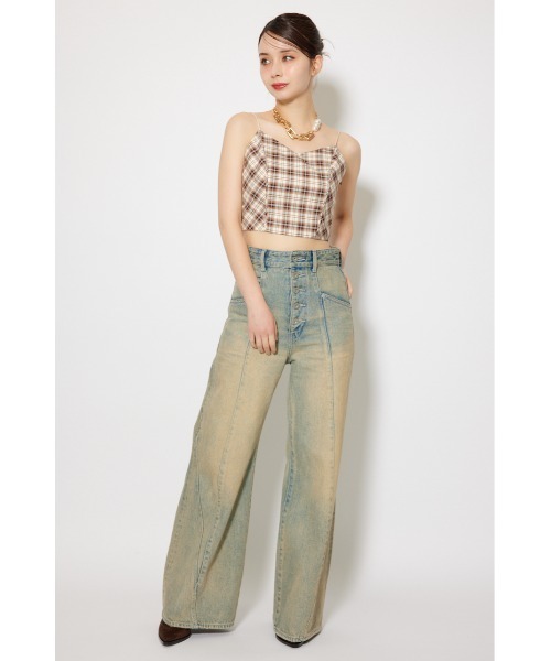 rienda（リエンダ）の「チェックビスチェ 秋服（キャミソール・レディース・ブラック/ベージュ・FREE）」の7枚目の写真