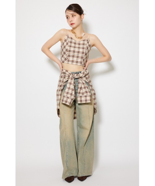 rienda（リエンダ）の「チェックビスチェ 秋服（キャミソール・レディース・ブラック/ベージュ・FREE）」の8枚目の写真