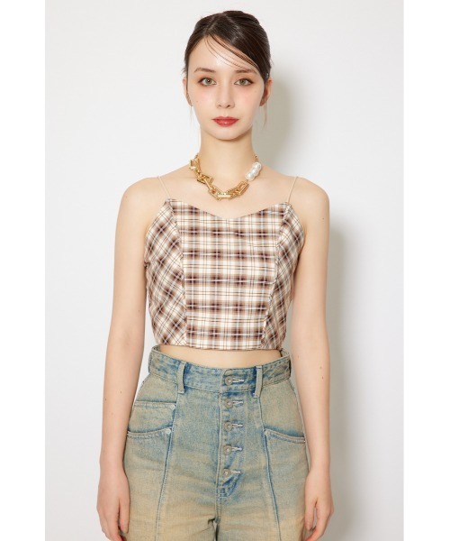 rienda（リエンダ）の「チェックビスチェ 秋服（キャミソール・レディース・ブラック/ベージュ・FREE）」の9枚目の写真