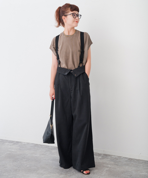 サスペンダー付きピーチツイルタックパンツ（その他パンツ