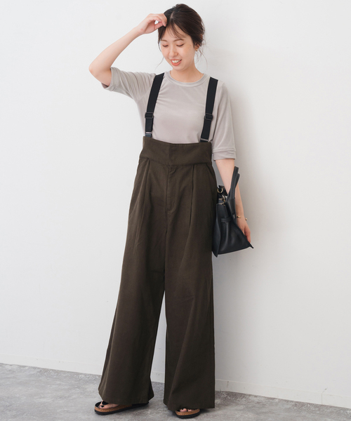 Spick & Span(スピックアンドスパン)の「サスペンダー付きピーチツイルタックパンツ(その他パンツ・レディース・ブラック/ブラウン・36/38)」の4枚目の写真