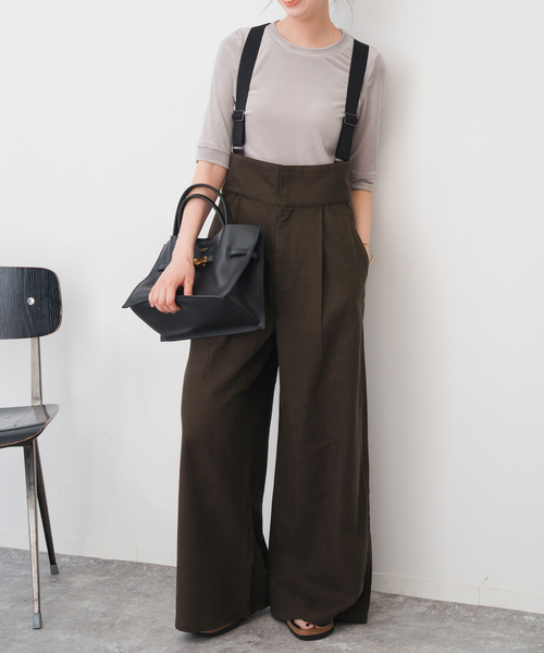 Spick & Span(スピックアンドスパン)の「サスペンダー付きピーチツイルタックパンツ(その他パンツ・レディース・ブラック/ブラウン・36/38)」の13枚目の写真