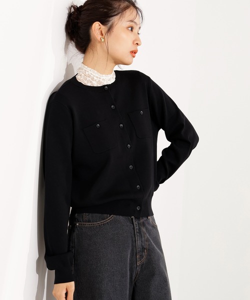 N.(N. Natural Beauty Basic)(エヌエヌナチュラルビューティーベーシック)の「ベーシックポケットカーディガン(カーディガン/ボレロ・レディース・グレー/ブラック/ピンク/レッド・MEDIUM)」の6枚目の写真