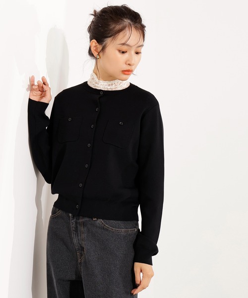 N.(N. Natural Beauty Basic)(エヌエヌナチュラルビューティーベーシック)の「ベーシックポケットカーディガン(カーディガン/ボレロ・レディース・グレー/ブラック/ピンク/レッド・MEDIUM)」の8枚目の写真