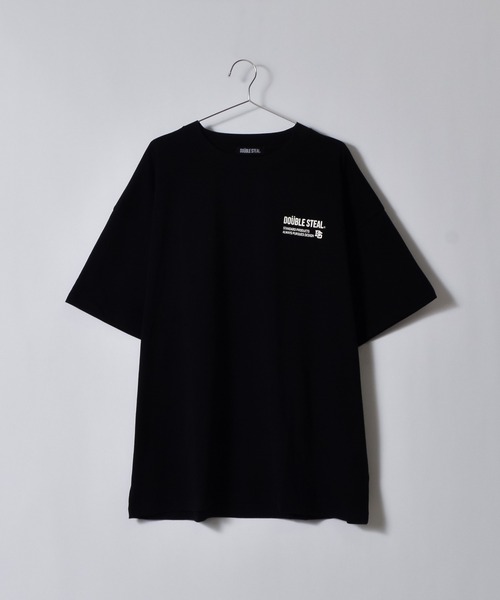 DOUBLE STEAL（ダブルスティール）の「接触冷感・UVカット USAコットンビックサイズロゴプリント半袖Tシャツ（Tシャツ/カットソー・メンズ・ブラック×ホワイト/ブラック×グレー/ブラック×グリーン・XXX-LARGE/XXXX-LARGE/XXXXX-LARGE/X-LARGE/XX-LARGE）」の4枚目の写真