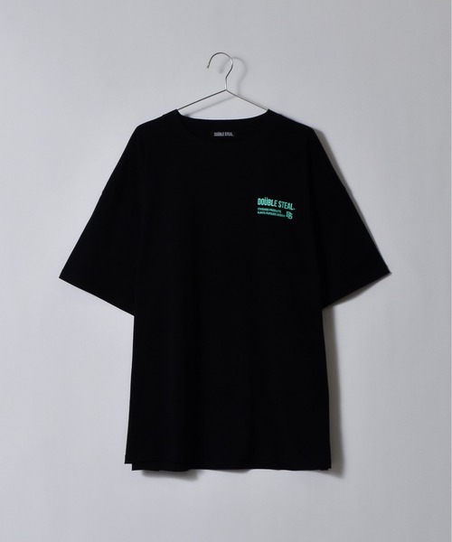 DOUBLE STEAL（ダブルスティール）の「接触冷感・UVカット USAコットンビックサイズロゴプリント半袖Tシャツ（Tシャツ/カットソー・メンズ・ブラック×ホワイト/ブラック×グレー/ブラック×グリーン・XXX-LARGE/XXXX-LARGE/XXXXX-LARGE/X-LARGE/XX-LARGE）」の7枚目の写真