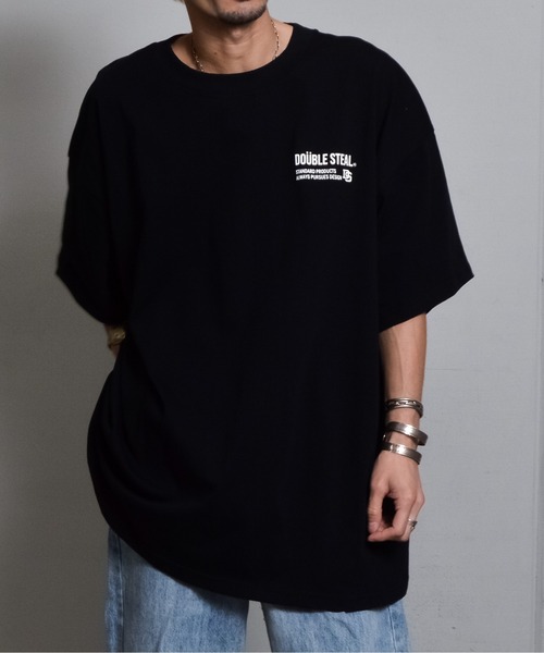 DOUBLE STEAL（ダブルスティール）の「接触冷感・UVカット USAコットンビックサイズロゴプリント半袖Tシャツ（Tシャツ/カットソー・メンズ・ブラック×ホワイト/ブラック×グレー/ブラック×グリーン・XXX-LARGE/XXXX-LARGE/XXXXX-LARGE/X-LARGE/XX-LARGE）」の18枚目の写真