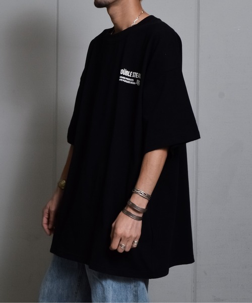 DOUBLE STEAL（ダブルスティール）の「接触冷感・UVカット USAコットンビックサイズロゴプリント半袖Tシャツ（Tシャツ/カットソー・メンズ・ブラック×ホワイト/ブラック×グレー/ブラック×グリーン・XXX-LARGE/XXXX-LARGE/XXXXX-LARGE/X-LARGE/XX-LARGE）」の19枚目の写真