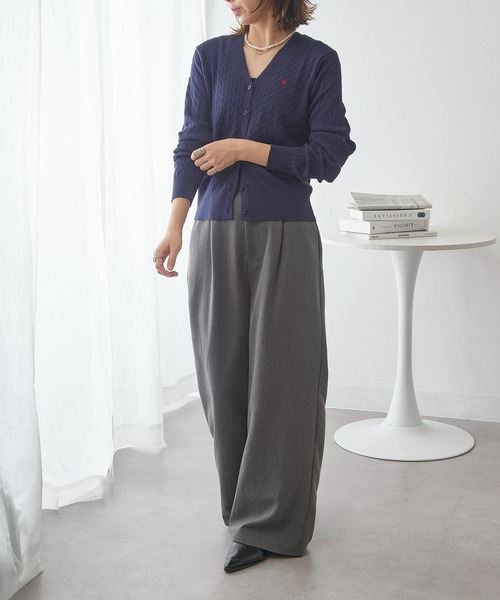 POLO BCS(ポロ ビーシーエス)の「【POLO BCS】ZOZO限定商品 ケーブル編み ワンポイントポニー刺繍 Vネックカーディガン(カーディガン/ボレロ・レディース・ブラック/ネイビー/グレー/レッド・M/L)」の10枚目の写真