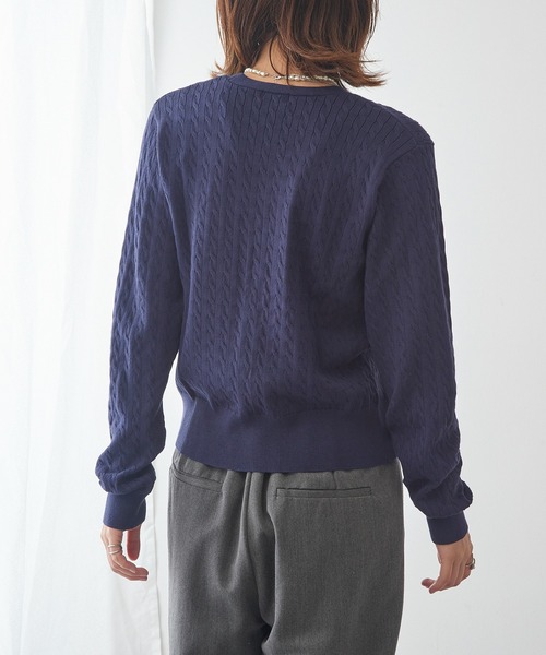 POLO BCS(ポロ ビーシーエス)の「【POLO BCS】ZOZO限定商品 ケーブル編み ワンポイントポニー刺繍 Vネックカーディガン(カーディガン/ボレロ・レディース・ブラック/ネイビー/グレー/レッド・M/L)」の12枚目の写真