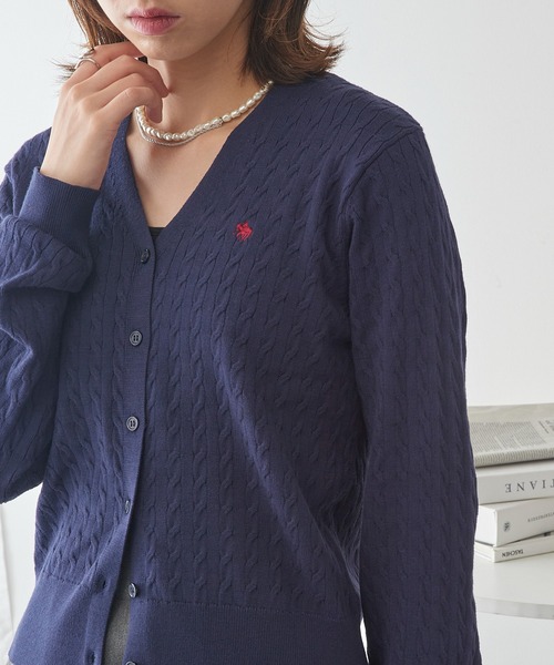 POLO BCS(ポロ ビーシーエス)の「【POLO BCS】ZOZO限定商品 ケーブル編み ワンポイントポニー刺繍 Vネックカーディガン(カーディガン/ボレロ・レディース・ブラック/ネイビー/グレー/レッド・M/L)」の17枚目の写真