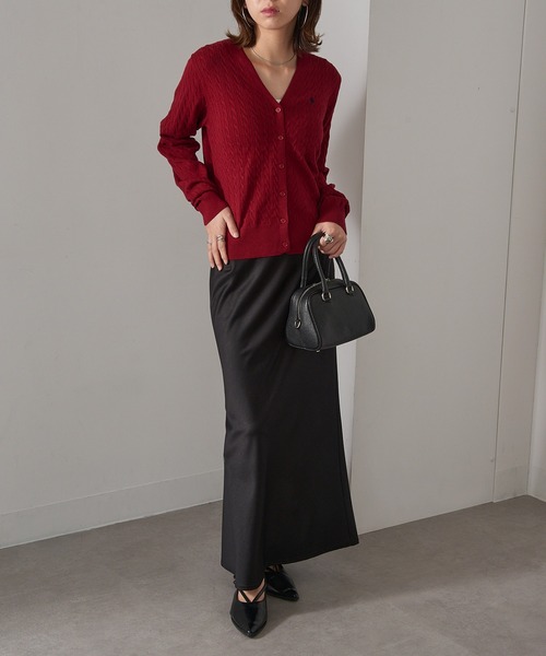 POLO BCS(ポロ ビーシーエス)の「【POLO BCS】ZOZO限定商品 ケーブル編み ワンポイントポニー刺繍 Vネックカーディガン(カーディガン/ボレロ・レディース・ブラック/ネイビー/グレー/レッド・M/L)」の6枚目の写真