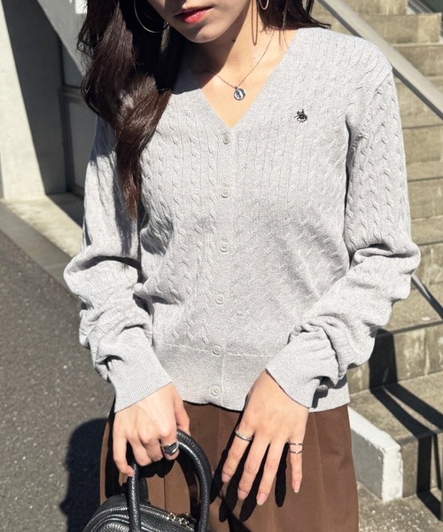 POLO BCS(ポロ ビーシーエス)の「【POLO BCS】ZOZO限定商品 ケーブル編み ワンポイントポニー刺繍 Vネックカーディガン(カーディガン/ボレロ・レディース・ブラック/ネイビー/グレー/レッド・M/L)」の22枚目の写真