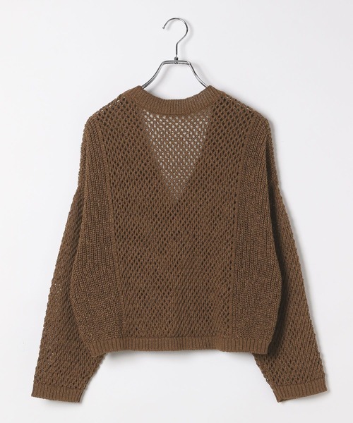 BAYFLOW（ベイフロー）の「[羽織としても活躍]ショートメッシュニットカーディガン（カーディガン/ボレロ・レディース・ブラウン/グリーン/レッド/ブラック・FREE）」の19枚目の写真