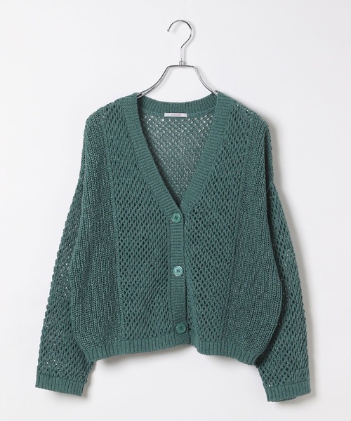 BAYFLOW（ベイフロー）の「[羽織としても活躍]ショートメッシュニットカーディガン（カーディガン/ボレロ・レディース・ブラウン/グリーン/レッド/ブラック・FREE）」の16枚目の写真