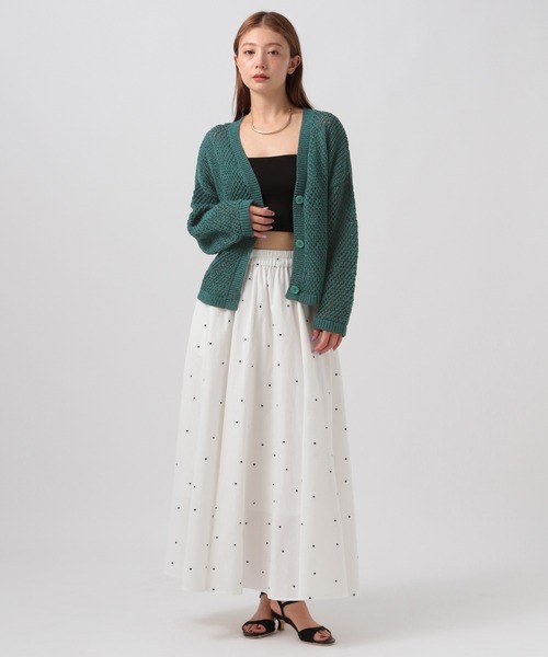 BAYFLOW（ベイフロー）の「[羽織としても活躍]ショートメッシュニットカーディガン（カーディガン/ボレロ・レディース・ブラウン/グリーン/レッド/ブラック・FREE）」の11枚目の写真