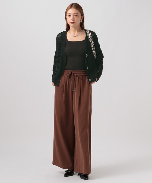 BAYFLOW（ベイフロー）の「[羽織としても活躍]ショートメッシュニットカーディガン（カーディガン/ボレロ・レディース・ブラウン/グリーン/レッド/ブラック・FREE）」の5枚目の写真