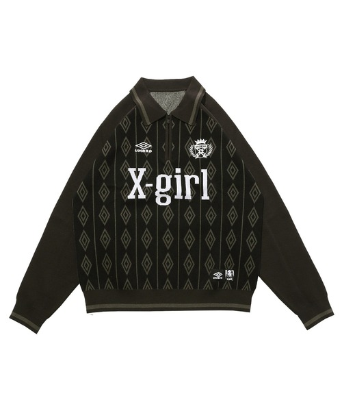 X-girl x UMBRO HALF ZIP JACQUARD KNIT TOP（ニット/セーター