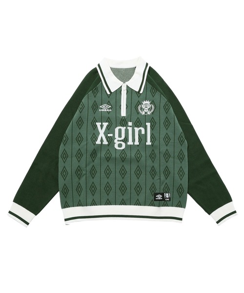 X-girl x UMBRO HALF ZIP JACQUARD KNIT TOP（ニット/セーター