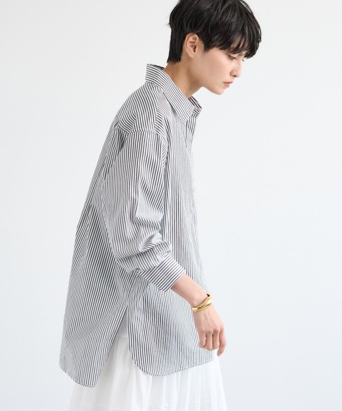 BARNYARDSTORM（バンヤードストーム）の「BARNYARDSTORM / ヒヨクマニッシュシャツ / ハンドウォッシャブル【JAPAN FABRIC】【「BABALOG」チャンネルご紹介アイテム】（シャツ/ブラウス・レディース・ホワイト/ブルー・FREE）」の10枚目の写真