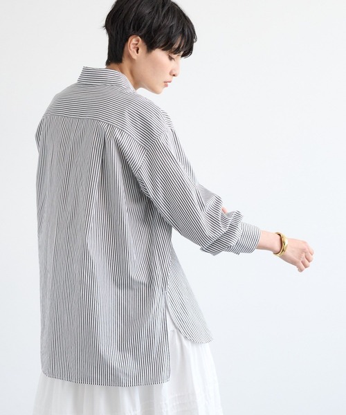 BARNYARDSTORM（バンヤードストーム）の「BARNYARDSTORM / ヒヨクマニッシュシャツ / ハンドウォッシャブル【JAPAN FABRIC】【「BABALOG」チャンネルご紹介アイテム】（シャツ/ブラウス・レディース・ホワイト/ブルー・FREE）」の16枚目の写真