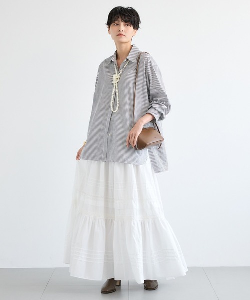 BARNYARDSTORM（バンヤードストーム）の「BARNYARDSTORM / ヒヨクマニッシュシャツ / ハンドウォッシャブル【JAPAN FABRIC】【「BABALOG」チャンネルご紹介アイテム】（シャツ/ブラウス・レディース・ホワイト/ブルー・FREE）」の13枚目の写真