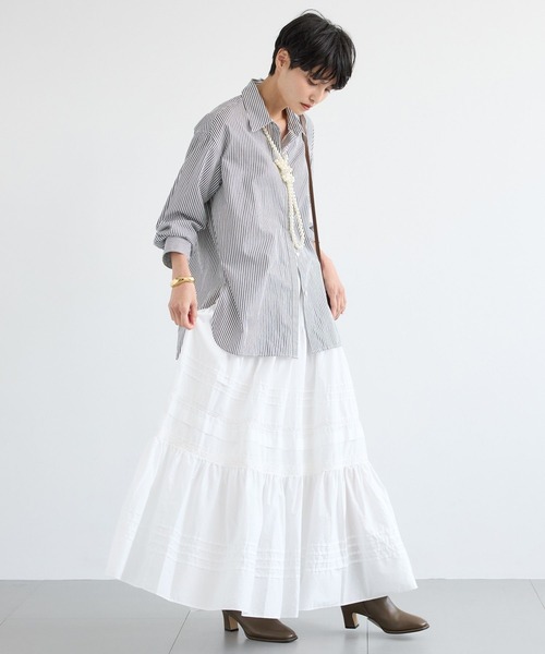 BARNYARDSTORM（バンヤードストーム）の「BARNYARDSTORM / ヒヨクマニッシュシャツ / ハンドウォッシャブル【JAPAN FABRIC】【「BABALOG」チャンネルご紹介アイテム】（シャツ/ブラウス・レディース・ホワイト/ブルー・FREE）」の14枚目の写真