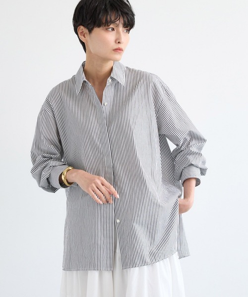 BARNYARDSTORM（バンヤードストーム）の「BARNYARDSTORM / ヒヨクマニッシュシャツ / ハンドウォッシャブル【JAPAN FABRIC】【「BABALOG」チャンネルご紹介アイテム】（シャツ/ブラウス・レディース・ホワイト/ブルー・FREE）」の9枚目の写真