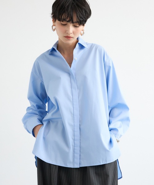 BARNYARDSTORM（バンヤードストーム）の「BARNYARDSTORM / ヒヨクマニッシュシャツ / ハンドウォッシャブル【JAPAN FABRIC】【「BABALOG」チャンネルご紹介アイテム】（シャツ/ブラウス・レディース・ホワイト/ブルー・FREE）」の6枚目の写真