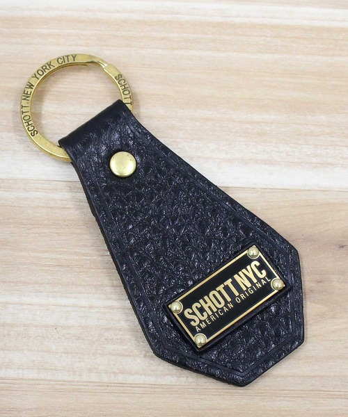 schott（ショット）の「LEATHER KEY RING（キーケース/キーアクセサリー・メンズ・ブラック・FREE）」の2枚目の写真