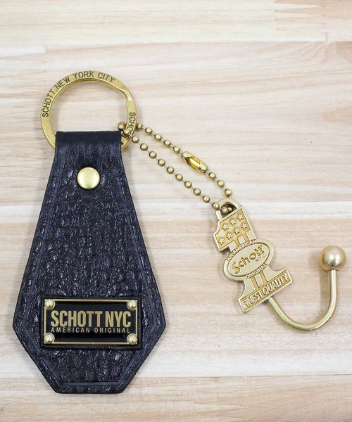 schott（ショット）の「LEATHER KEY RING（キーケース/キーアクセサリー・メンズ・ブラック・FREE）」の6枚目の写真
