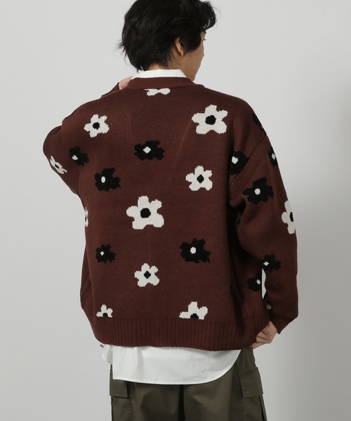 LAKOLE（ラコレ）の「モール花柄ニットカーデ / 587083（カーディガン/ボレロ・メンズ・ブラウン/ブラック/ライトグレー・MEDIUM/LARGE）」の10枚目の写真