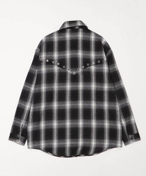Figments（フィグメンツ）の「アイレットオーバーチェックシャツ（シャツ/ブラウス・レディース・ブラック・FREE）」の2枚目の写真