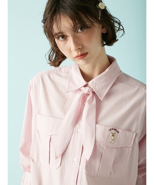 Lily Bearスカーフ付きオーバーシャツ（シャツ/ブラウス）｜LILY