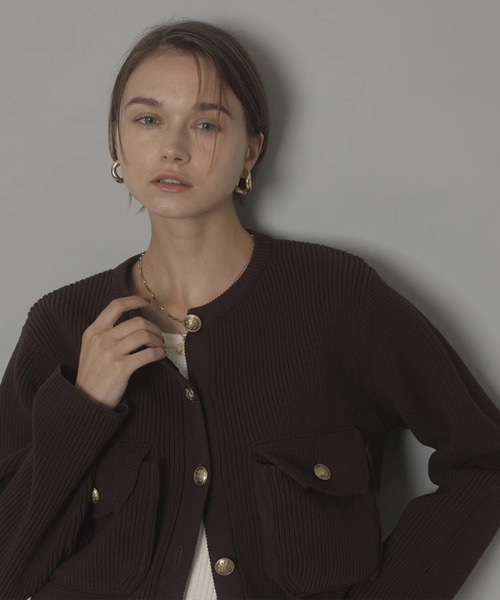 CADUNE（カデュネ）の「シャツ付き金釦カーデ（ニット/セーター）」 - WEAR
