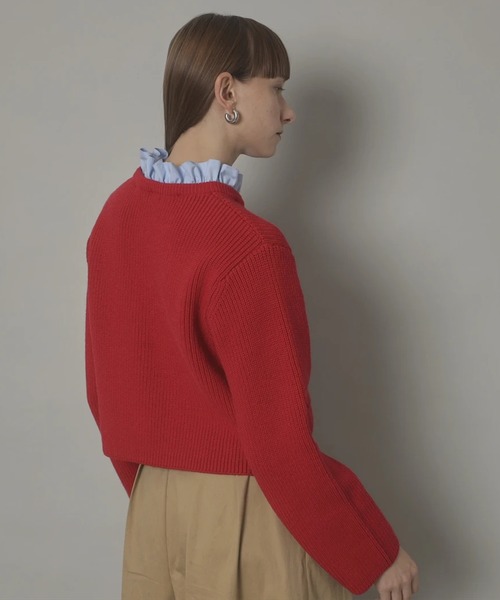 【美品】  CADUNE / カデュネ | ふわふわショート ニットカーディガン | 36 | レッド | レディース CADUNE（カデュネ）の「ふわふわVカーディガン（ニット/セーター