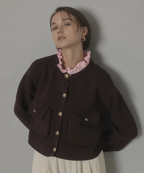 CADUNE（カデュネ）の「シャツ付き金釦カーデ（ニット/セーター）」 - WEAR
