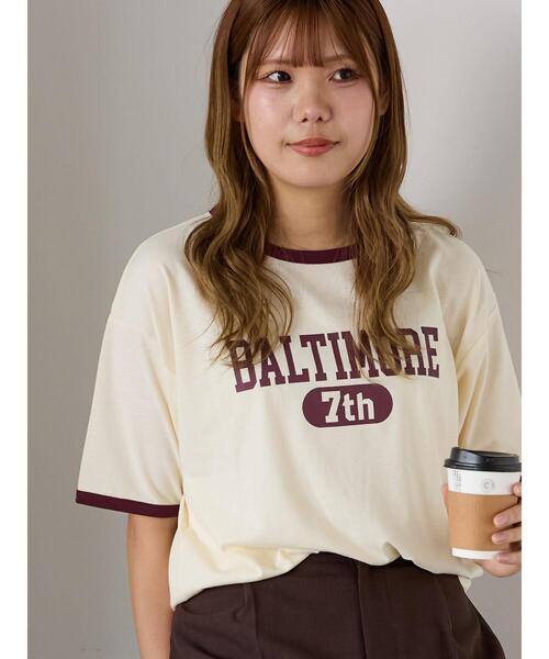 ehka sopo(エヘカソポ)の「リンガーTシャツ(Tシャツ/カットソー・レディース・オフホワイト/チャコールグレー/キナリ/モカ・F)」の3枚目の写真