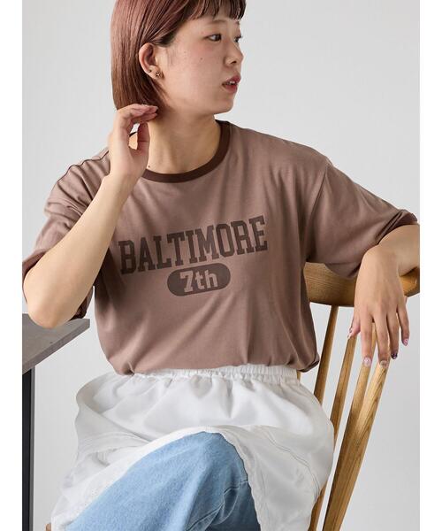 ehka sopo(エヘカソポ)の「リンガーTシャツ(Tシャツ/カットソー・レディース・オフホワイト/チャコールグレー/キナリ/モカ・F)」の1枚目の写真