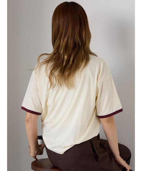 ehka sopo(エヘカソポ)の「リンガーTシャツ(Tシャツ/カットソー・レディース・オフホワイト/チャコールグレー/キナリ/モカ・F)」の7枚目の写真
