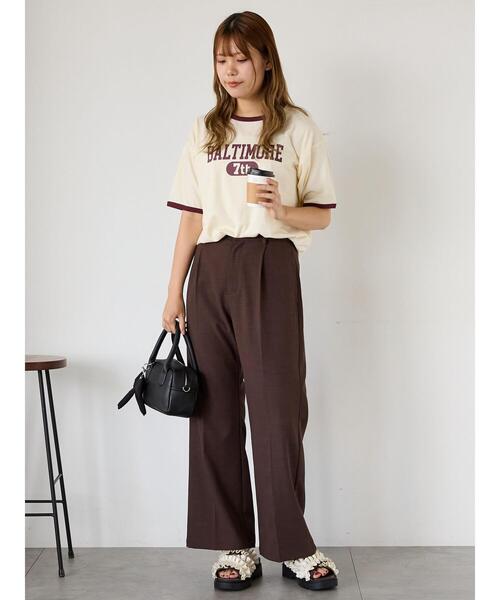 ehka sopo(エヘカソポ)の「リンガーTシャツ(Tシャツ/カットソー・レディース・オフホワイト/チャコールグレー/キナリ/モカ・F)」の8枚目の写真