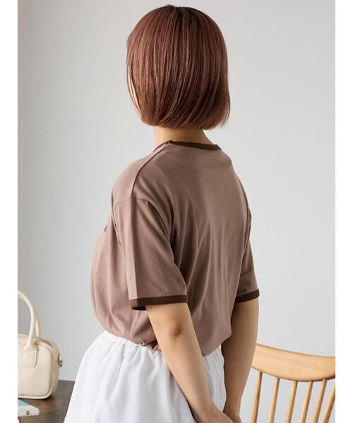 ehka sopo(エヘカソポ)の「リンガーTシャツ(Tシャツ/カットソー・レディース・オフホワイト/チャコールグレー/キナリ/モカ・F)」の13枚目の写真