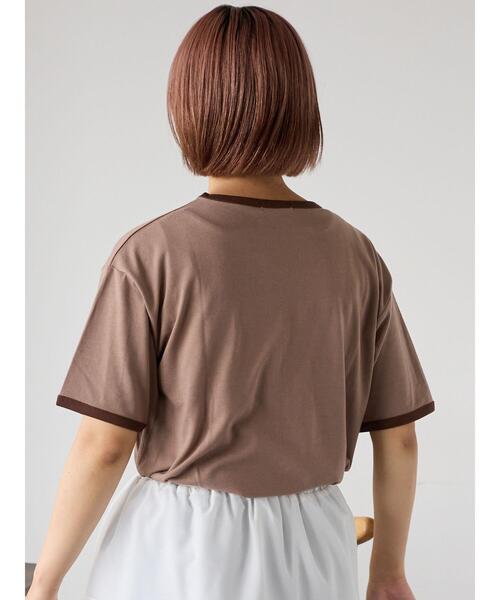 ehka sopo(エヘカソポ)の「リンガーTシャツ(Tシャツ/カットソー・レディース・オフホワイト/チャコールグレー/キナリ/モカ・F)」の14枚目の写真