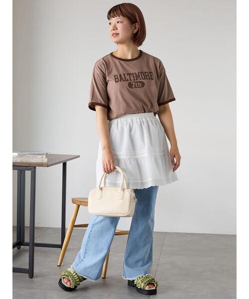 ehka sopo(エヘカソポ)の「リンガーTシャツ(Tシャツ/カットソー・レディース・オフホワイト/チャコールグレー/キナリ/モカ・F)」の15枚目の写真