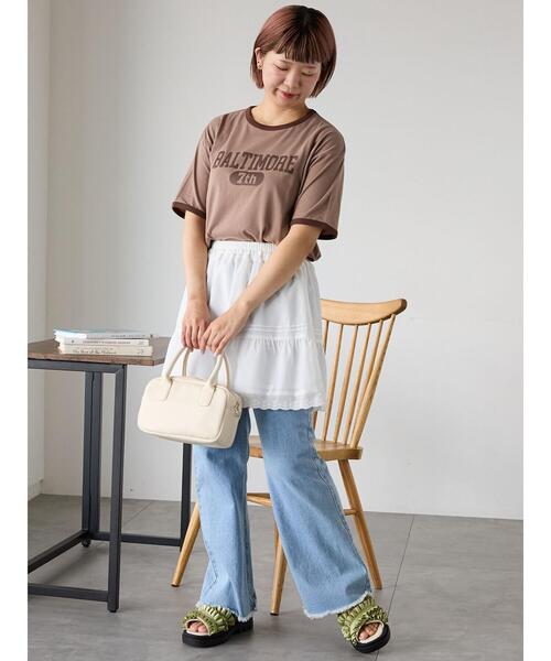 ehka sopo(エヘカソポ)の「リンガーTシャツ(Tシャツ/カットソー・レディース・オフホワイト/チャコールグレー/キナリ/モカ・F)」の16枚目の写真