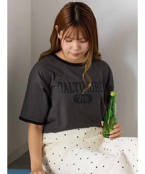 ehka sopo(エヘカソポ)の「リンガーTシャツ(Tシャツ/カットソー・レディース・オフホワイト/チャコールグレー/キナリ/モカ・F)」の18枚目の写真